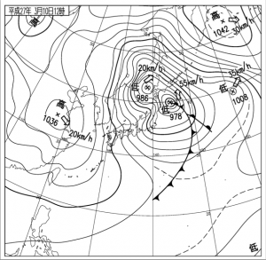 地上天気図2015:3:10:日本時12 時